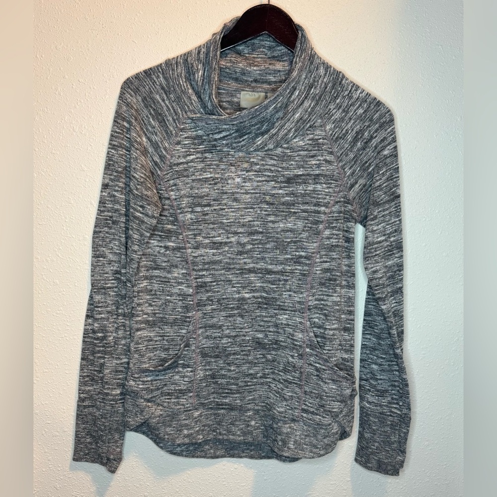 Athleta Women’s Dolman Sleeve Space Gray Cowl Neck Jacket Thumbholes Pockets